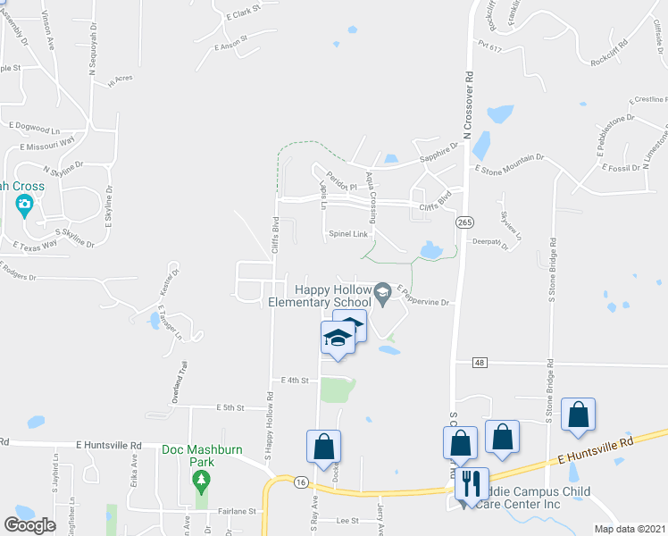 map of restaurants, bars, coffee shops, grocery stores, and more near 1976 East Peppervine Drive in Fayetteville