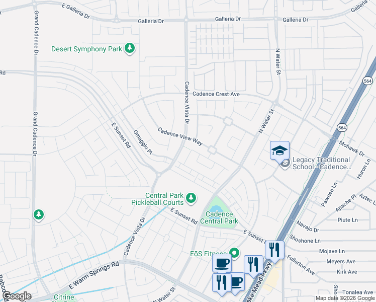 map of restaurants, bars, coffee shops, grocery stores, and more near 545 Sunny Pointe Street in Henderson