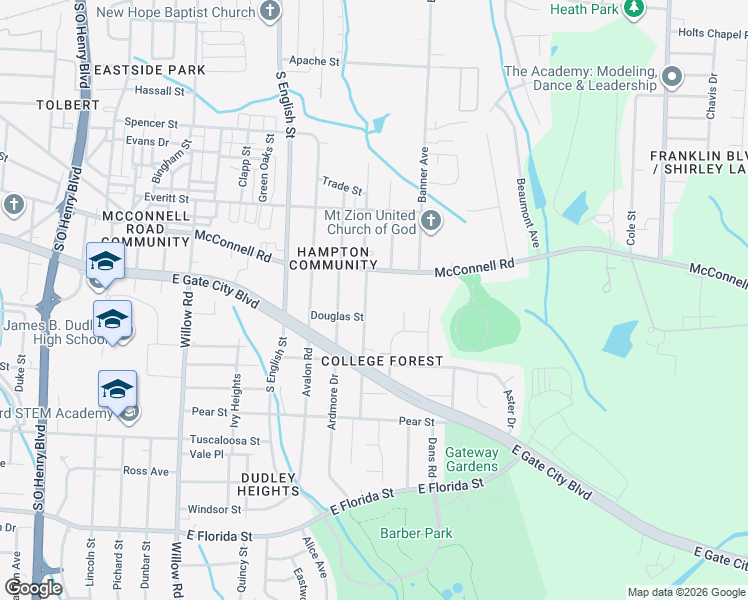 map of restaurants, bars, coffee shops, grocery stores, and more near 1113 Moody Street in Greensboro