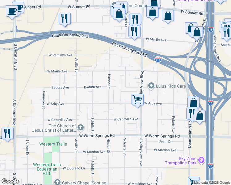 map of restaurants, bars, coffee shops, grocery stores, and more near 7028 Connor Cove Street in Las Vegas