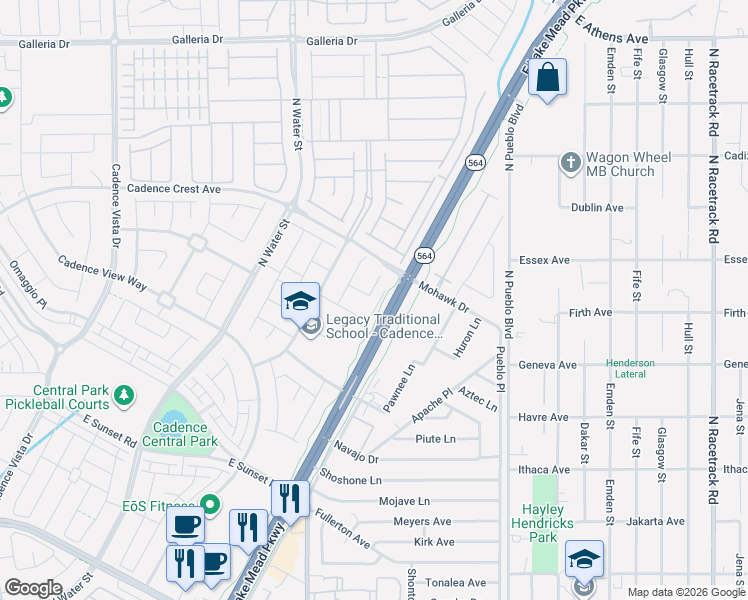 map of restaurants, bars, coffee shops, grocery stores, and more near 485 Enfatico Place in Henderson