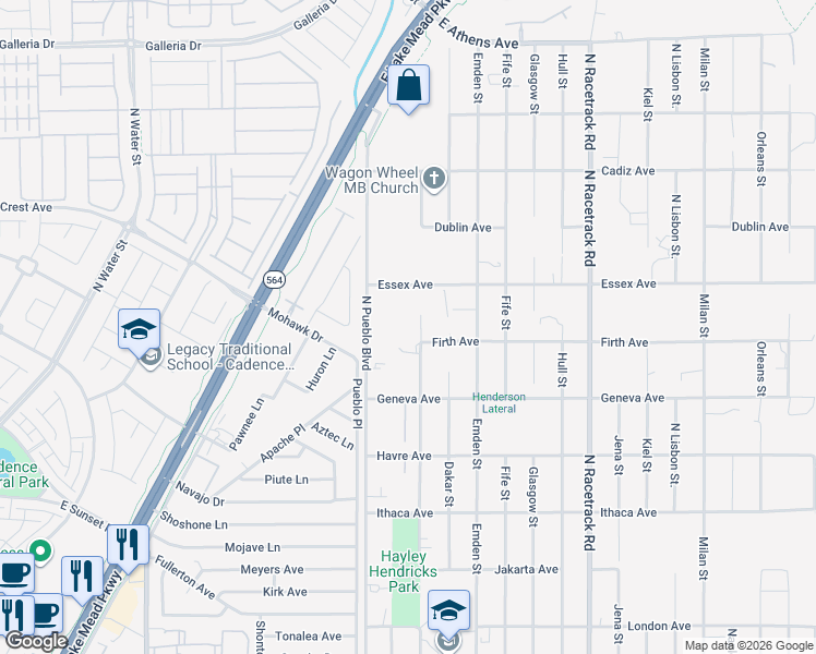 map of restaurants, bars, coffee shops, grocery stores, and more near 412 Forest Street in Henderson