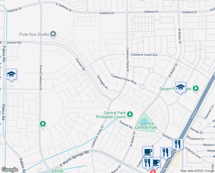 map of restaurants, bars, coffee shops, grocery stores, and more near Warm Springs Rd in Henderson