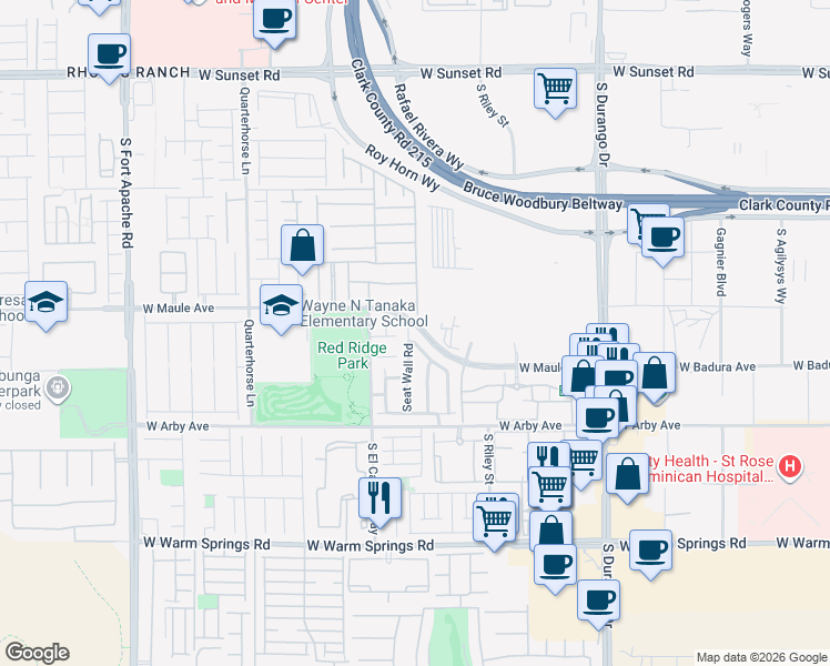 map of restaurants, bars, coffee shops, grocery stores, and more near 7003 Seat Wall Road in Las Vegas