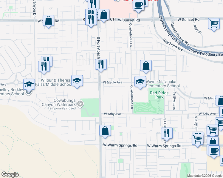 map of restaurants, bars, coffee shops, grocery stores, and more near 6970 Silk Oak Court in Las Vegas