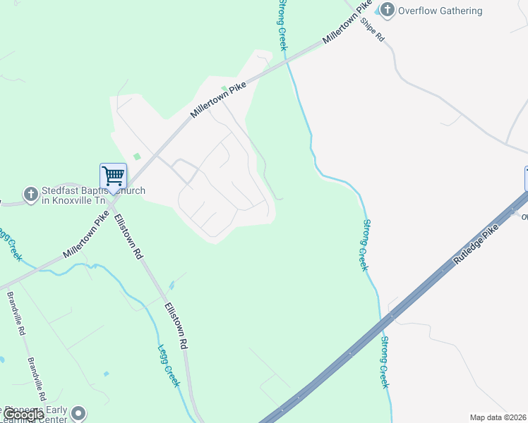 map of restaurants, bars, coffee shops, grocery stores, and more near Palace Green Road in Knoxville