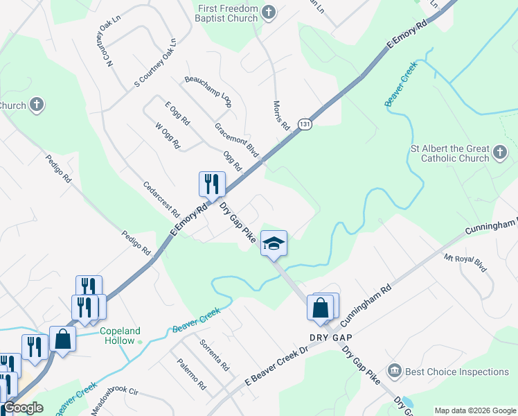 map of restaurants, bars, coffee shops, grocery stores, and more near 1536 Ellery Lane in Knoxville