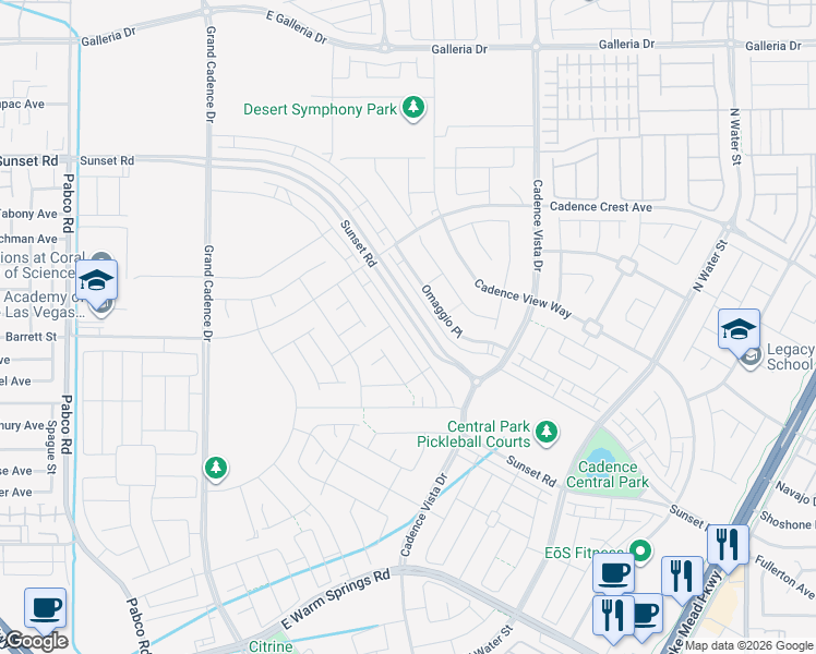 map of restaurants, bars, coffee shops, grocery stores, and more near 720 Last Dance Place in Henderson
