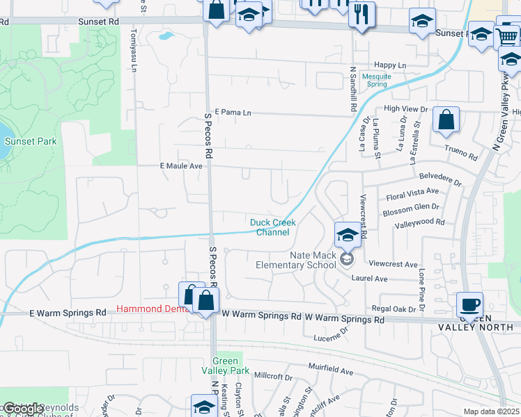 map of restaurants, bars, coffee shops, grocery stores, and more near 3530 Cosima Lane in Las Vegas