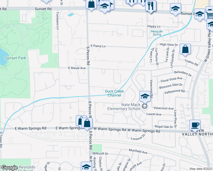 map of restaurants, bars, coffee shops, grocery stores, and more near 3510 Cosima Lane in Las Vegas
