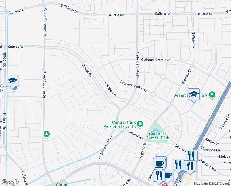 map of restaurants, bars, coffee shops, grocery stores, and more near 728 Omaggio Place in Henderson