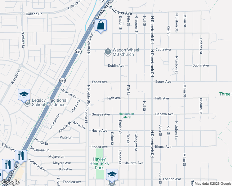 map of restaurants, bars, coffee shops, grocery stores, and more near 528 Emden Street in Henderson