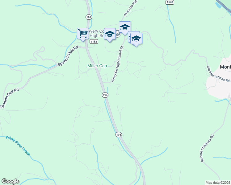 map of restaurants, bars, coffee shops, grocery stores, and more near 2061 Millers Gap Highway in Newland