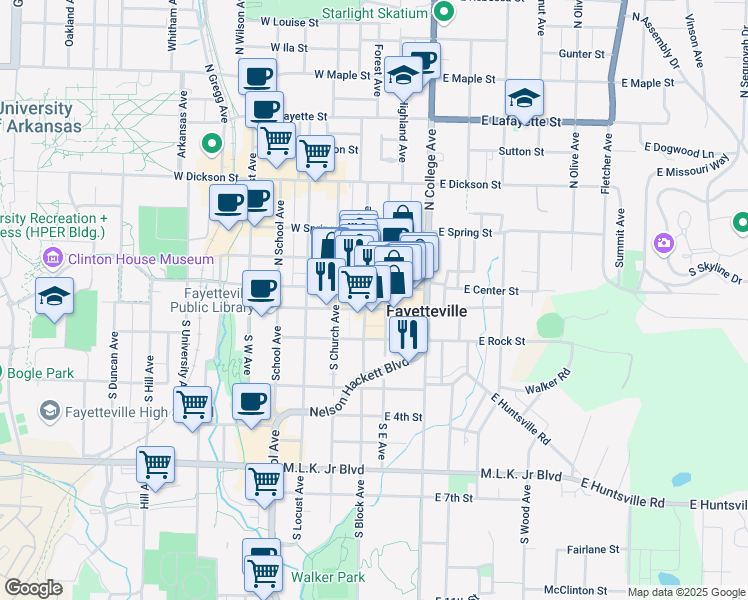 map of restaurants, bars, coffee shops, grocery stores, and more near Route 112 in Bentonville