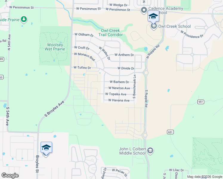 map of restaurants, bars, coffee shops, grocery stores, and more near 158 North Broyles Road in Fayetteville