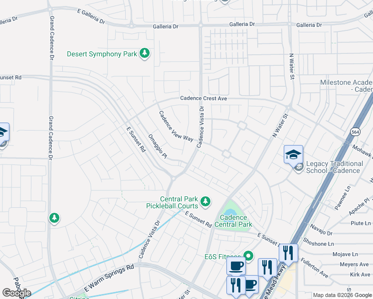 map of restaurants, bars, coffee shops, grocery stores, and more near 720 Cadence View Way in Henderson