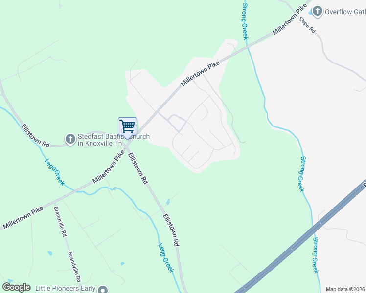 map of restaurants, bars, coffee shops, grocery stores, and more near 2703 Ely Park Lane in Knoxville