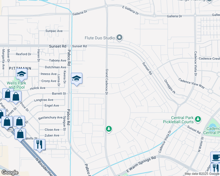 map of restaurants, bars, coffee shops, grocery stores, and more near 1600-1698 Pabco Road in Henderson