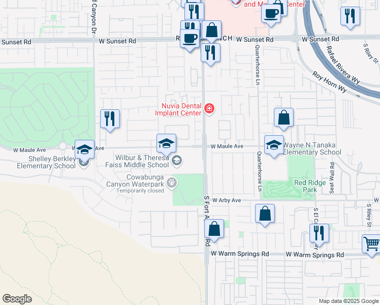 map of restaurants, bars, coffee shops, grocery stores, and more near 9525 West Maule Avenue in Las Vegas