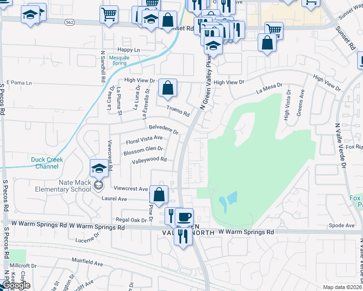map of restaurants, bars, coffee shops, grocery stores, and more near in Henderson
