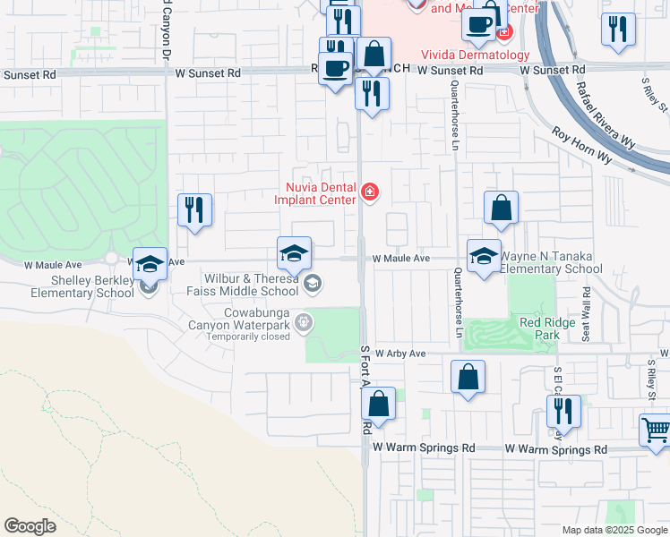 map of restaurants, bars, coffee shops, grocery stores, and more near 9500 West Maule Avenue in Las Vegas