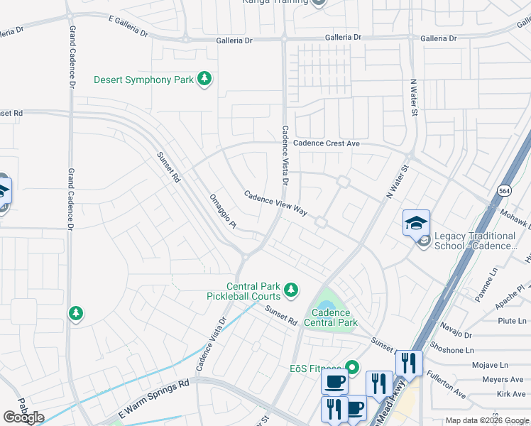 map of restaurants, bars, coffee shops, grocery stores, and more near 556 Comodo Street in Henderson