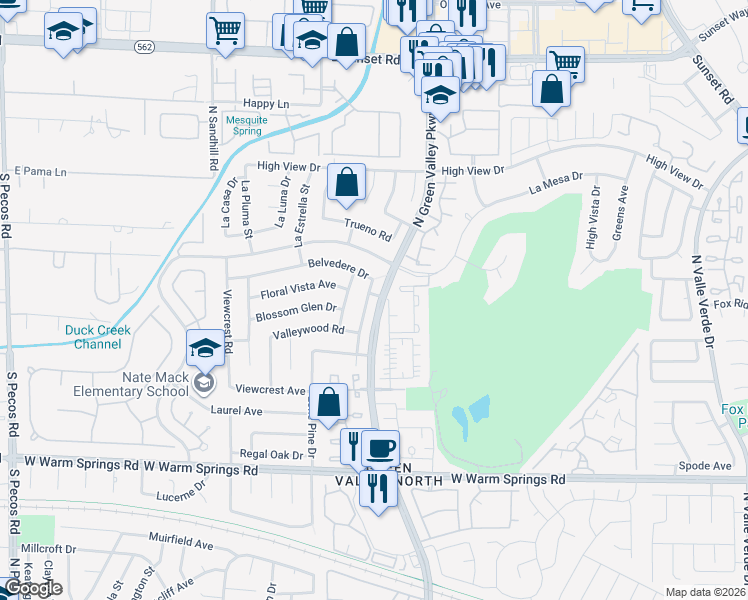 map of restaurants, bars, coffee shops, grocery stores, and more near in Henderson