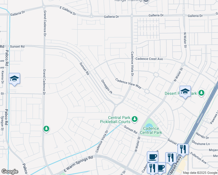 map of restaurants, bars, coffee shops, grocery stores, and more near 740 Omaggio Place in Henderson