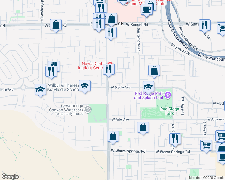 map of restaurants, bars, coffee shops, grocery stores, and more near 9434 West Maule Avenue in Las Vegas