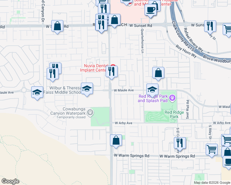 map of restaurants, bars, coffee shops, grocery stores, and more near 9434 West Maule Avenue in Las Vegas