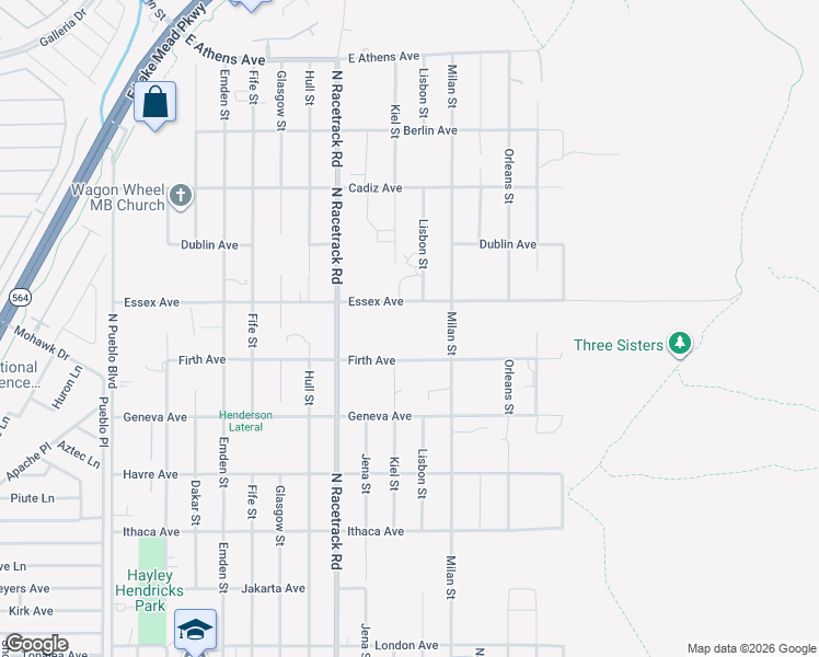 map of restaurants, bars, coffee shops, grocery stores, and more near Firth Avenue in Henderson