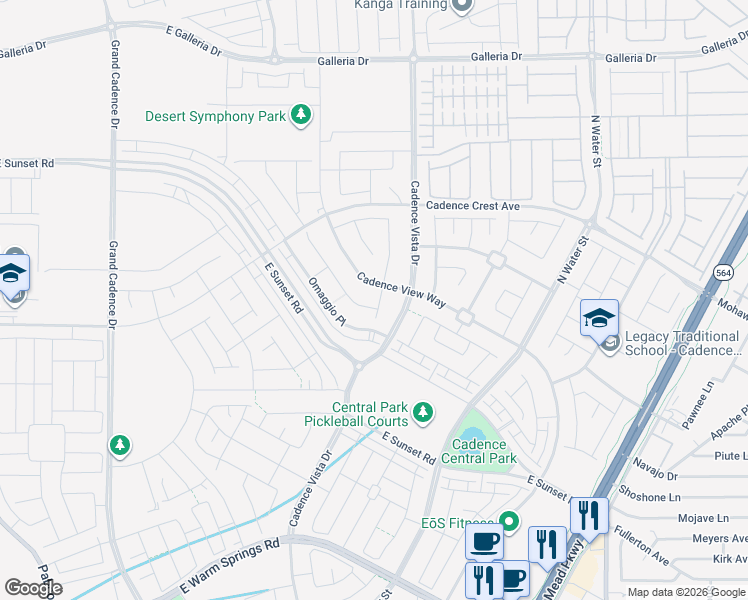 map of restaurants, bars, coffee shops, grocery stores, and more near 557 Comodo Street in Henderson