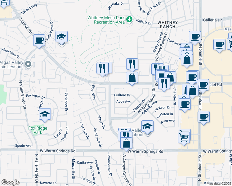 map of restaurants, bars, coffee shops, grocery stores, and more near 528 Sheffield Drive in Henderson
