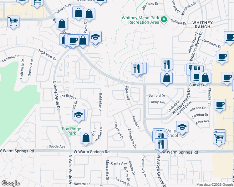 map of restaurants, bars, coffee shops, grocery stores, and more near 1713 Empire Mine Drive in Henderson