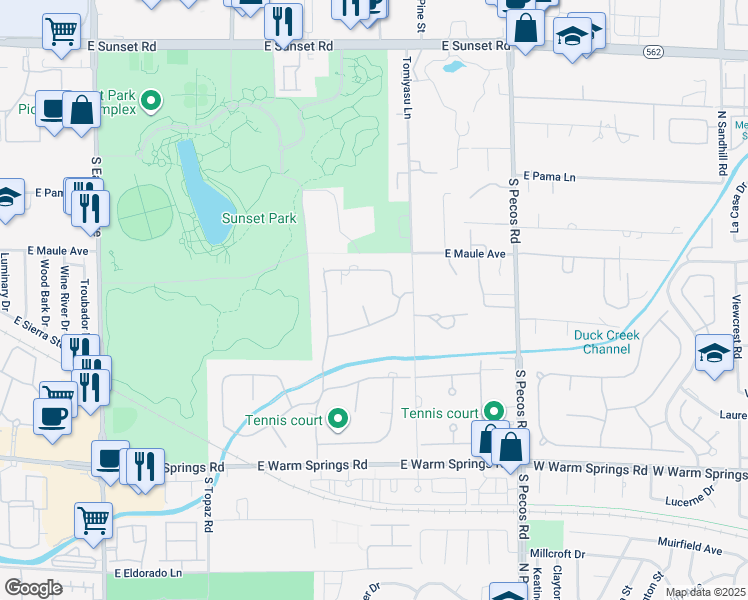 map of restaurants, bars, coffee shops, grocery stores, and more near 7001 Alamitos Circle in Las Vegas