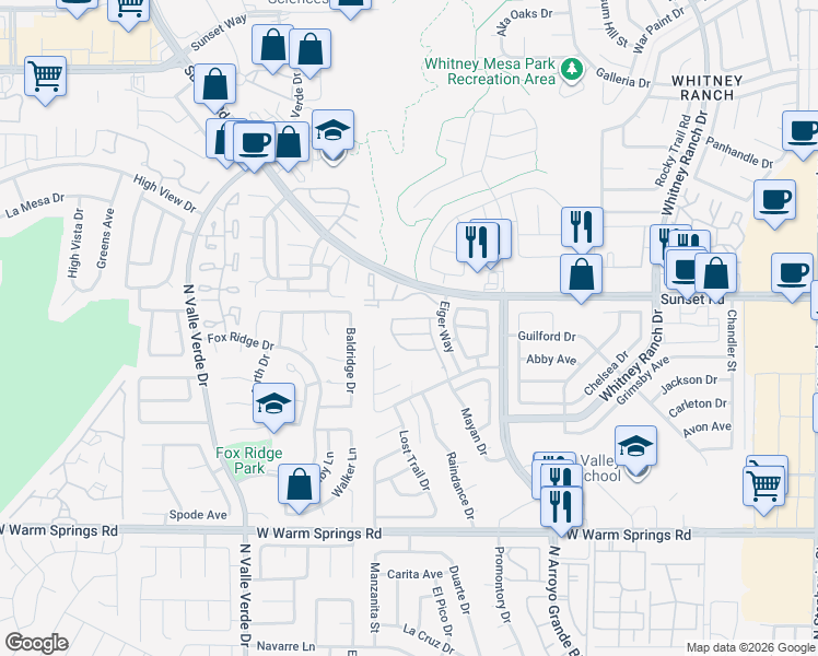 map of restaurants, bars, coffee shops, grocery stores, and more near 1713 Empire Mine Drive in Henderson