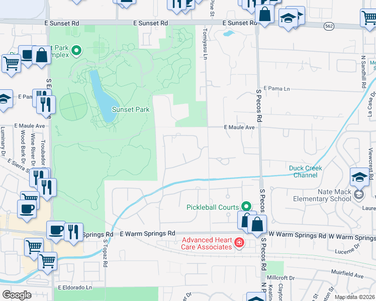 map of restaurants, bars, coffee shops, grocery stores, and more near 6995 Alamitos Circle in Las Vegas