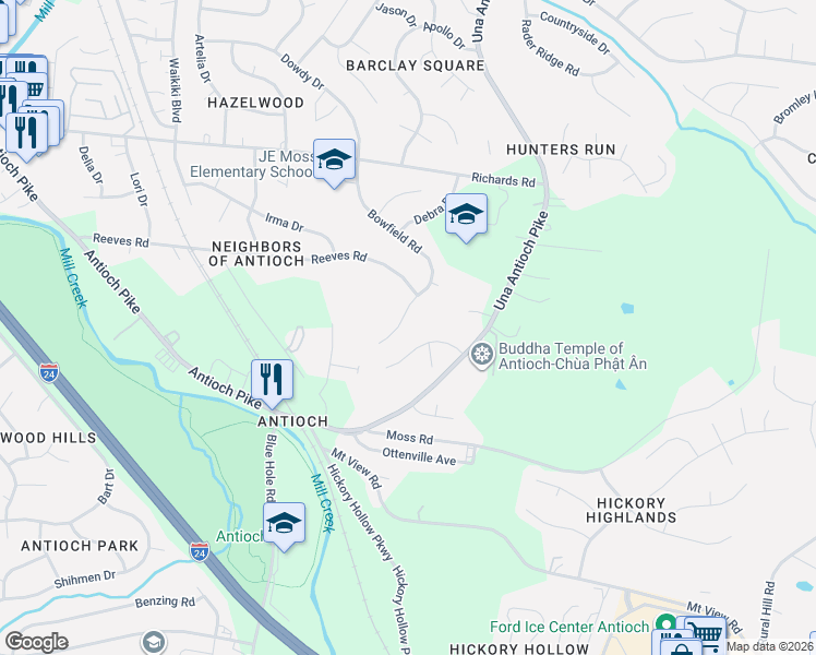 map of restaurants, bars, coffee shops, grocery stores, and more near 4812 Bowfield Drive in Nashville