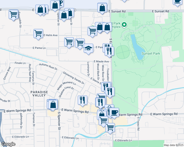 map of restaurants, bars, coffee shops, grocery stores, and more near 6967 Wineberry Drive in Las Vegas