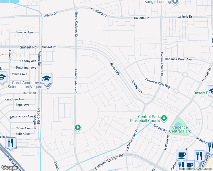 map of restaurants, bars, coffee shops, grocery stores, and more near 742 Monroe Hill Place in Henderson