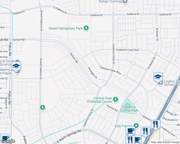 map of restaurants, bars, coffee shops, grocery stores, and more near 735 Omaggio Place in Henderson