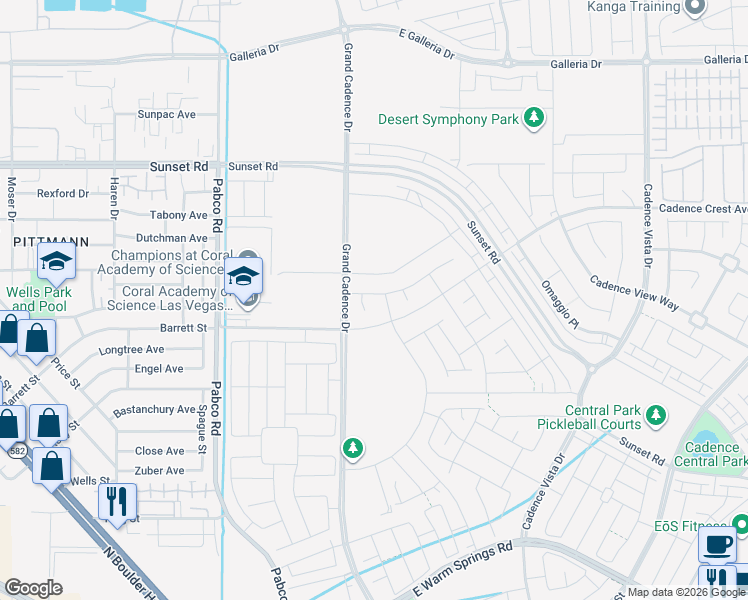 map of restaurants, bars, coffee shops, grocery stores, and more near 49 Sonata Dawn Avenue in Henderson