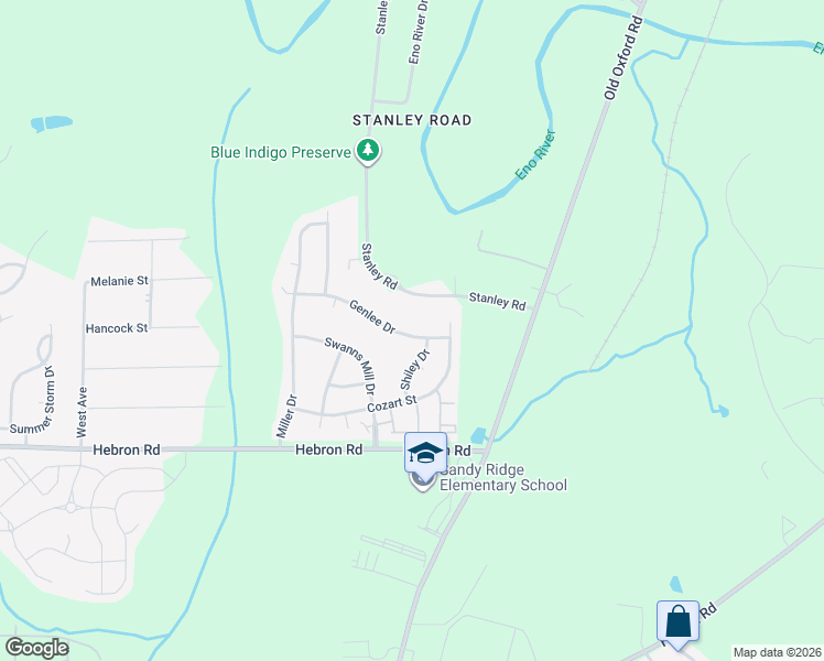 map of restaurants, bars, coffee shops, grocery stores, and more near 3106 Genlee Drive in Durham