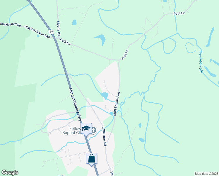 map of restaurants, bars, coffee shops, grocery stores, and more near 124 Austin Road in Wartburg