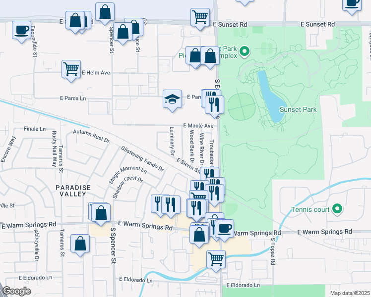 map of restaurants, bars, coffee shops, grocery stores, and more near 6984 Wineberry Drive in Las Vegas