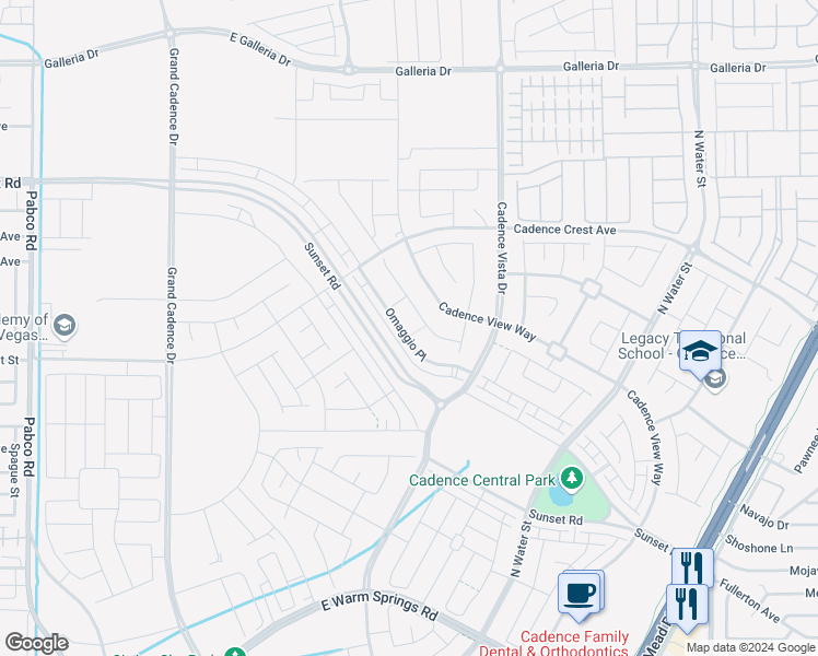 map of restaurants, bars, coffee shops, grocery stores, and more near 748 Omaggio Place in Henderson