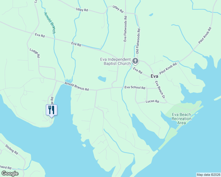 map of restaurants, bars, coffee shops, grocery stores, and more near 263 Eva Harbor Road in Eva