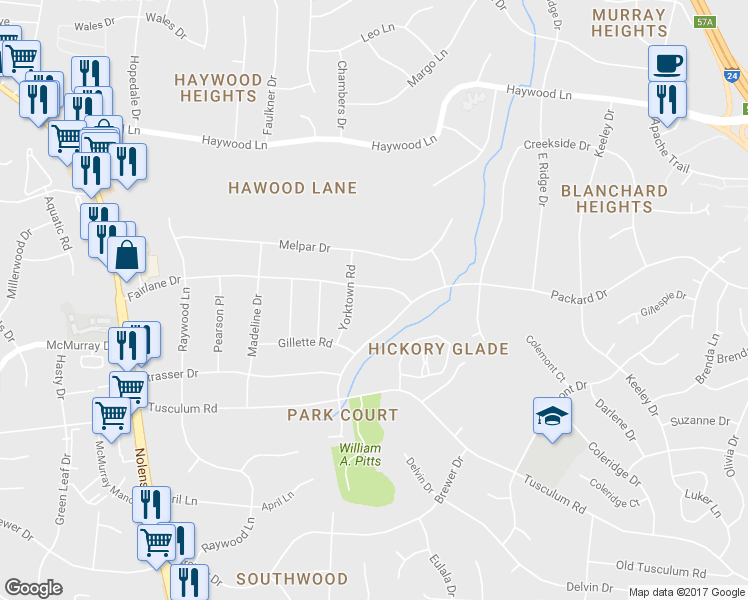 map of restaurants, bars, coffee shops, grocery stores, and more near 315 Fairlane Drive in Nashville