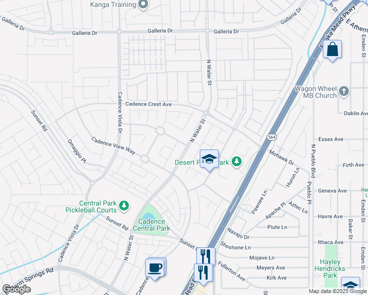 map of restaurants, bars, coffee shops, grocery stores, and more near 1147 North Water Street in Henderson