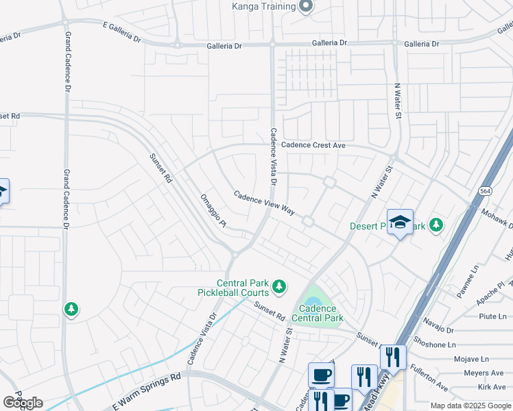 map of restaurants, bars, coffee shops, grocery stores, and more near 715 Cadence View Way in Henderson